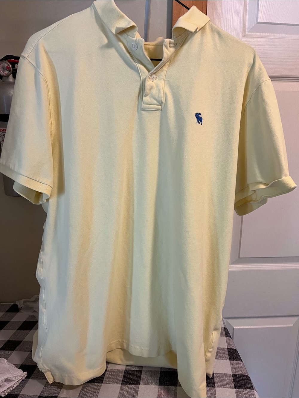 Abercrombie & Fitch Pale Yellow Polo with Blue Logo